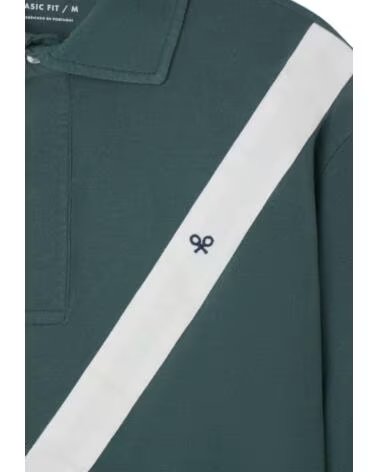 SILBON POLO MANGA LARGA CON FRANJA EN V VERDE