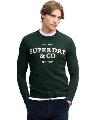 SUPERDRY PULL EN MAILLE POUR HOMME VERT VERDE