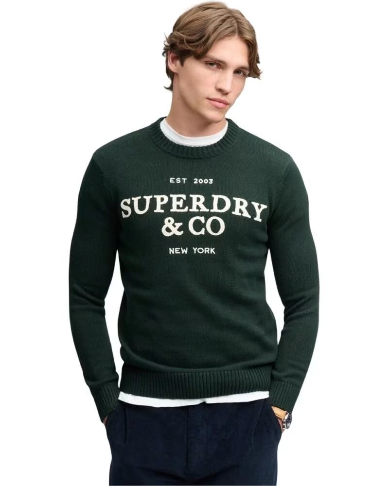 SUPERDRY PULL EN MAILLE POUR HOMME VERT VERDE