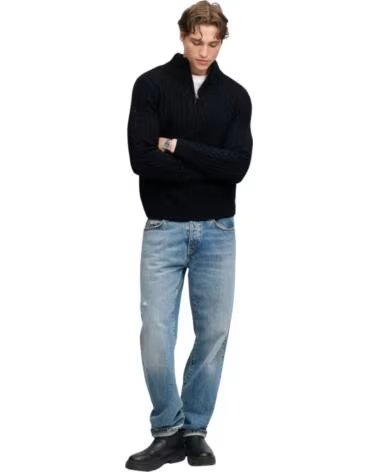 SUPERDRY PULL HOMME BLEU ZIPPÉ AZUL