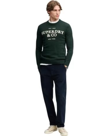 SUPERDRY PULL EN MAILLE POUR HOMME VERT VERDE