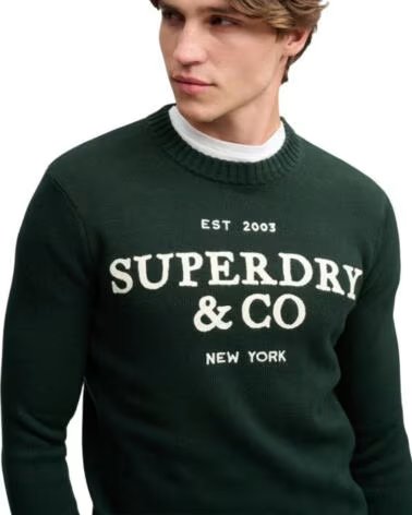 SUPERDRY PULL EN MAILLE POUR HOMME VERT VERDE