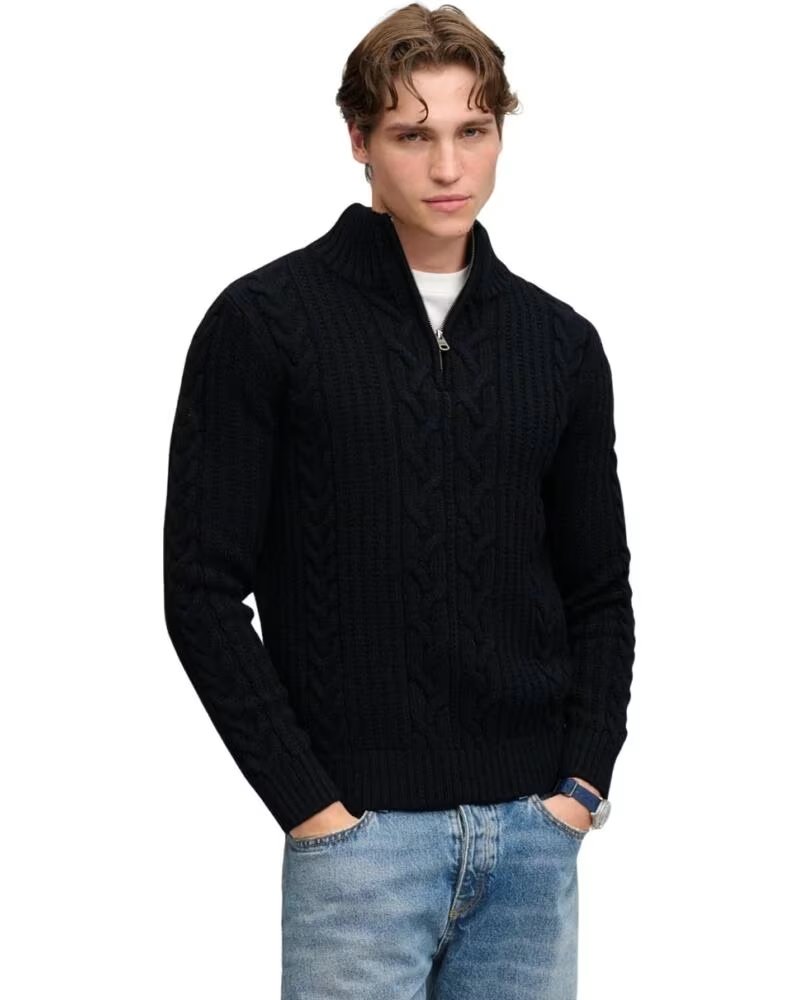 SUPERDRY PULL HOMME BLEU ZIPPÉ AZUL