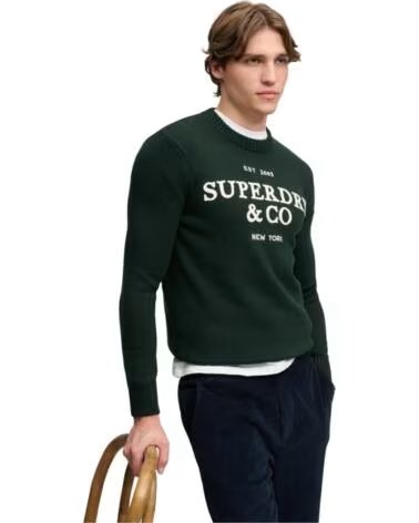 SUPERDRY PULL EN MAILLE POUR HOMME VERT VERDE