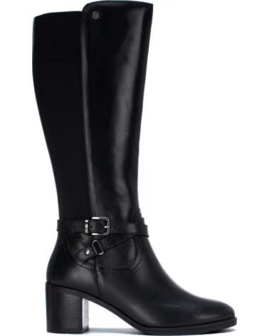 STIVALI ALTI CARMELA 164019 IN PELLE NERA CON TACCO E FIBBIA NEGRO