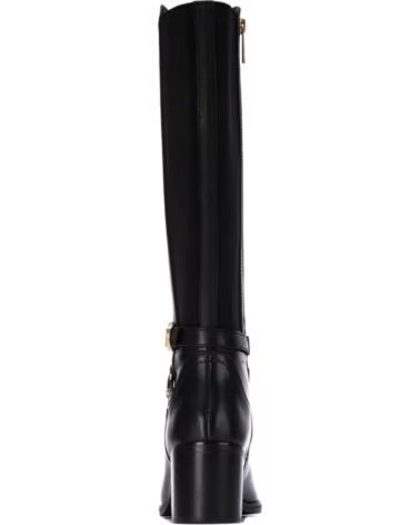 STIVALI ALTI CARMELA 164019 IN PELLE NERA CON TACCO E FIBBIA NEGRO