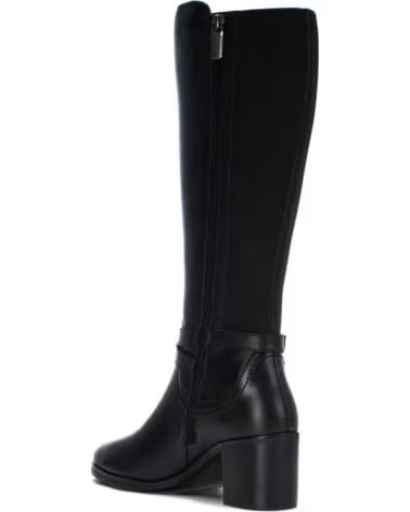 STIVALI ALTI CARMELA 164019 IN PELLE NERA CON TACCO E FIBBIA NEGRO