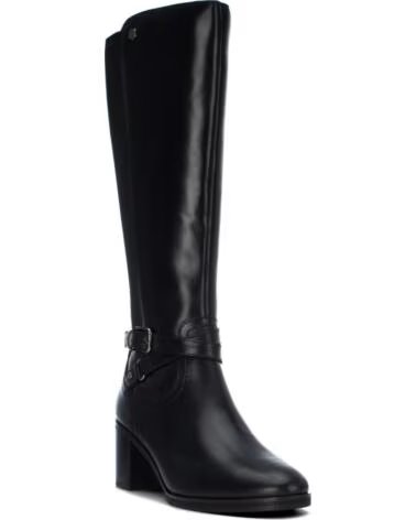 STIVALI ALTI CARMELA 164019 IN PELLE NERA CON TACCO E FIBBIA NEGRO