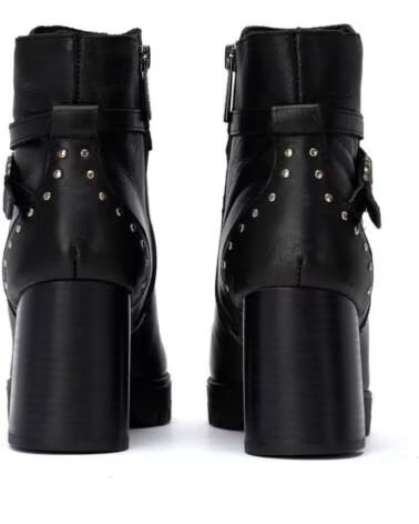 CARMELA 164280 HIGH-HEEL-STIEFELETTEN IN SCHWARZ MIT NIETEN- UND SCHNALLENDETAILS NEGRO