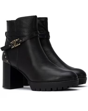 CARMELA 164280 HIGH-HEEL-STIEFELETTEN IN SCHWARZ MIT NIETEN- UND SCHNALLENDETAILS NEGRO