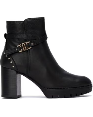 CARMELA 164280 HIGH-HEEL-STIEFELETTEN IN SCHWARZ MIT NIETEN- UND SCHNALLENDETAILS NEGRO