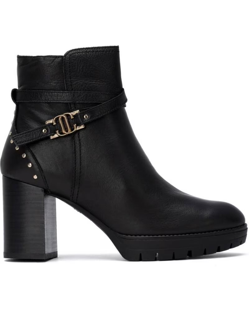 CARMELA 164280 HIGH-HEEL-STIEFELETTEN IN SCHWARZ MIT NIETEN- UND SCHNALLENDETAILS NEGRO