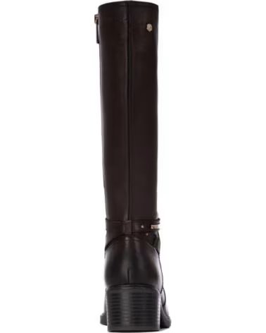 DAMEN-LANGSCHAFTSTIEFEL AUS LEDER CARMELA 164376 IN BRAUN MIT REISSVERSCHLUSS UND METALLISCHEM RIEMENDETAIL MARRON