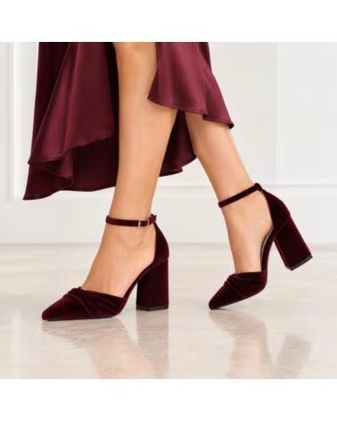 SCARPE CON TACCO MONTEVITA ARANJUEZZA VELLUTO BORDEAUX BURGUNDY