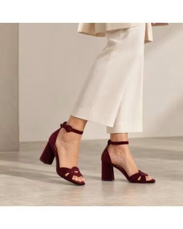 SANDALI CON TACCO MONTEVITA ALMERIA IN VELLUTO BORDEAUX BURGUNDY