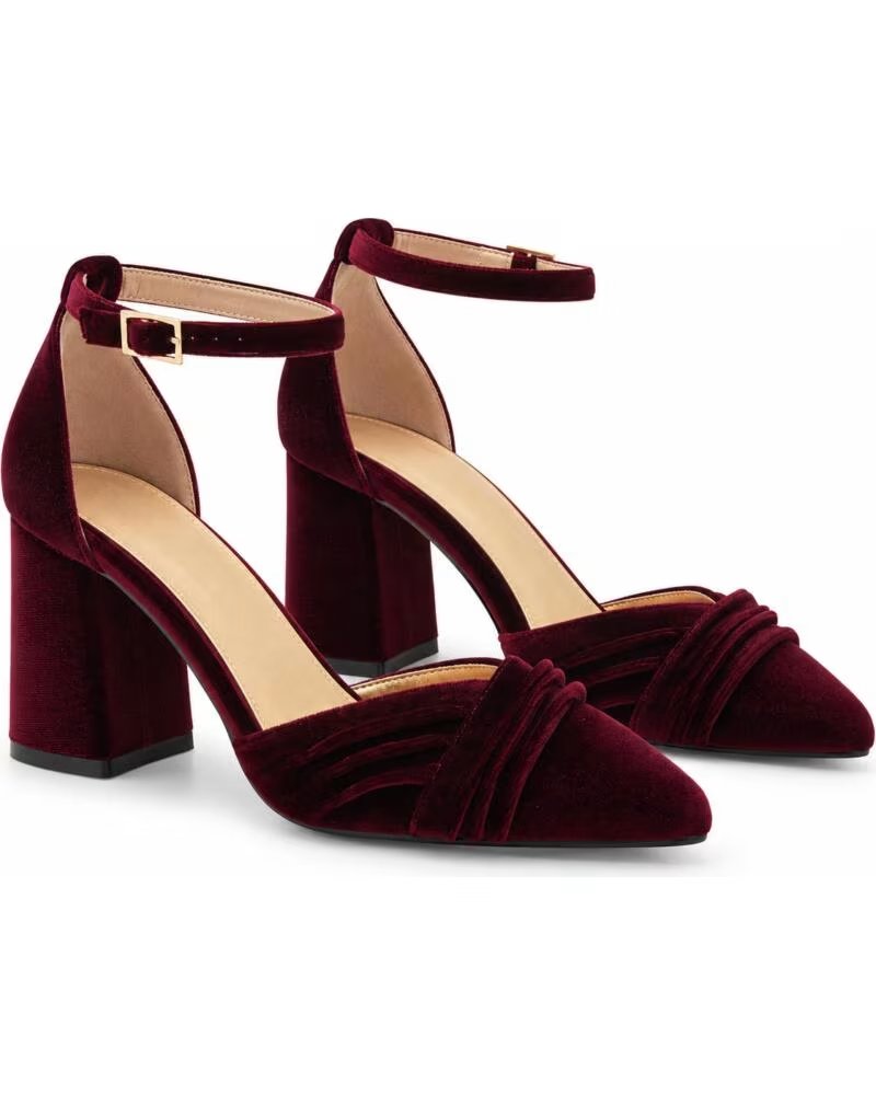 SCARPE CON TACCO MONTEVITA ARANJUEZZA VELLUTO BORDEAUX BURGUNDY