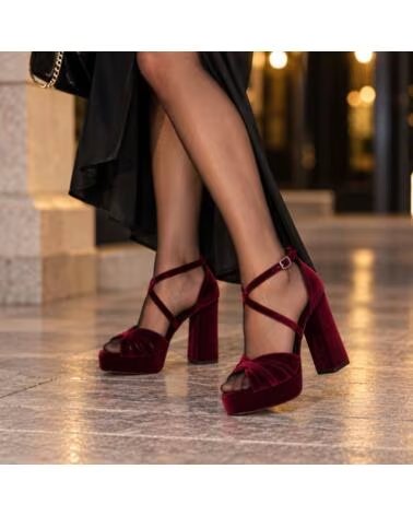 SANDALI CON TACCO IN VELLUTO MONTEVITA BARINA BURGUNDY