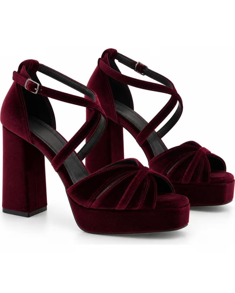 SANDALI CON TACCO IN VELLUTO MONTEVITA BARINA BURGUNDY