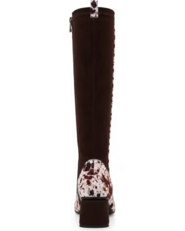 MONTEVITA BRAGA BOTAS ALTAS DE PIEL MARRÓN CON ESTAMPADO Y TACÓN BLACK