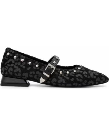 MONTEVITA BRISTOLZA SCHWARZE BALLERINAS MIT ANIMAL-PRINT UND NIETEN BLACK