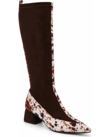 MONTEVITA BRAGA BOTAS ALTAS DE PIEL MARRÓN CON ESTAMPADO Y TACÓN BLACK