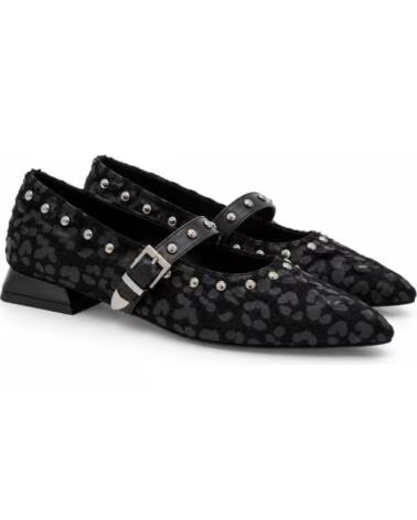 MONTEVITA BRISTOLZA SCHWARZE BALLERINAS MIT ANIMAL-PRINT UND NIETEN BLACK