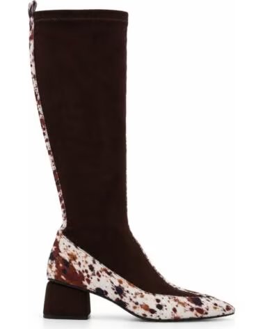 MONTEVITA BRAGA BOTAS ALTAS DE PIEL MARRÓN CON ESTAMPADO Y TACÓN BLACK
