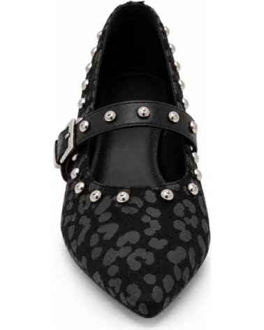 MONTEVITA BRISTOLZA SCHWARZE BALLERINAS MIT ANIMAL-PRINT UND NIETEN BLACK