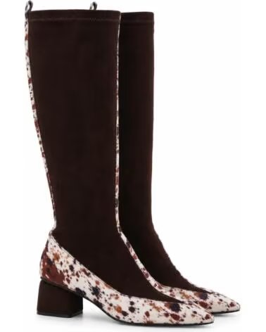 MONTEVITA BRAGA BOTAS ALTAS DE PIEL MARRÓN CON ESTAMPADO Y TACÓN BLACK
