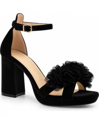 MONTEVITA CAPRIZA SANDALES À TALONS HAUTS NOIRS AVEC DÉTAIL FLORAL BLACK