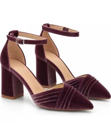 SCARPE CON TACCO LARGO IN VELLUTO MONTEVITA ARANJUEZZA VIOLA CON CINTURINO ALLA CAVIGLIA PURPLE