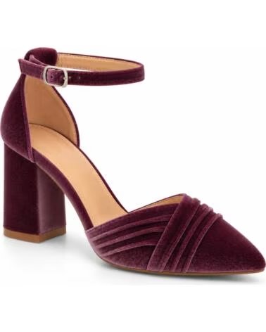MONTEVITA ARANJUEZZA SAMT PUMPS MIT BLOCKABSATZ UND KNÖCHELRIEMEN IN VIOLETT PURPLE