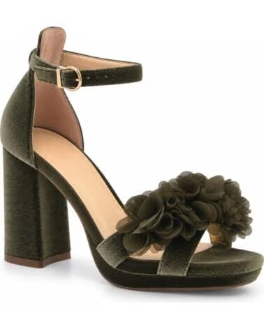 SANDALI CON TACCO MONTEVITA CAPRIZA IN VELLUTO CON FIORI GREEN