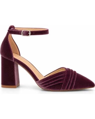 MONTEVITA ARANJUEZZA SAMT PUMPS MIT BLOCKABSATZ UND KNÖCHELRIEMEN IN VIOLETT PURPLE