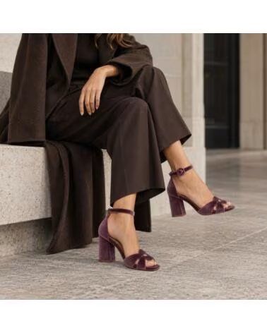 MONTEVITA ALMERIA SANDALI CON TACCO IN VELLUTO VIOLA PURPLE