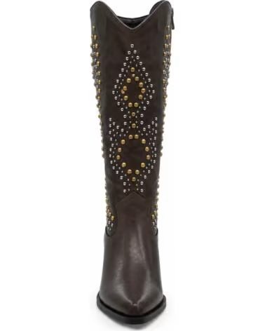 MONTEVITA STIVALI ALTI DA DONNA STILE COWBOY MARRONI CON BORCHIE BROWN