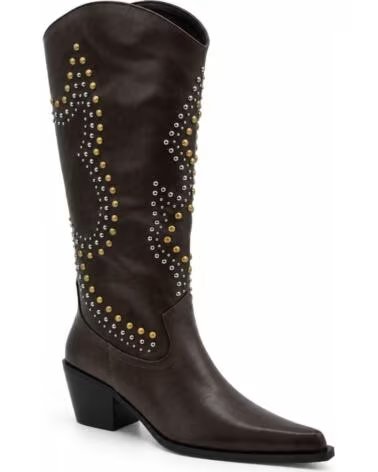 MONTEVITA STIVALI ALTI DA DONNA STILE COWBOY MARRONI CON BORCHIE BROWN