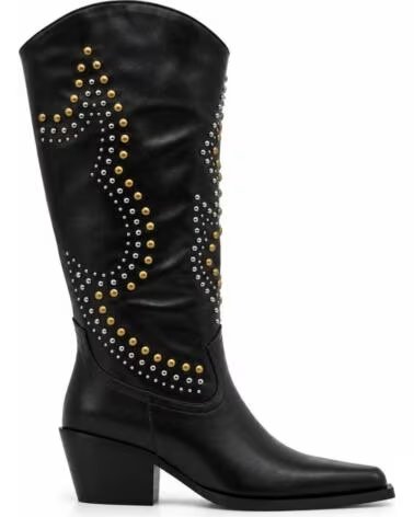 BOTTES HAUTES WESTERN FEMME MONTEVITA CORTINAZA AVEC CLOUS ET TALON BLACK