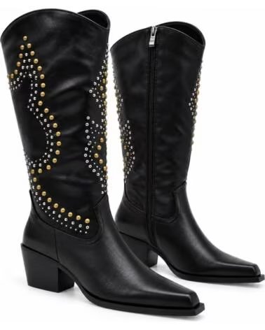 STIVALI ALTI WESTERN DA DONNA MONTEVITA CORTINAZA CON BORCHIE E TACCO BLACK