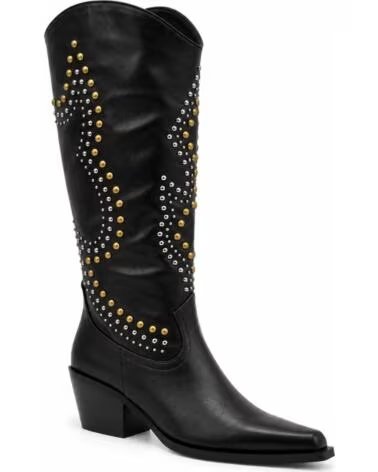BOTTES HAUTES WESTERN FEMME MONTEVITA CORTINAZA AVEC CLOUS ET TALON BLACK
