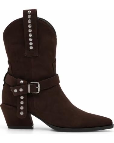 MONTEVITA ELCHE DAMEN WESTERNSTIEFEL BRAUN MIT NIETEN UND SCHNALLE BROWN