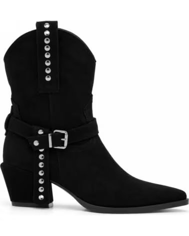 MONTEVITA STIVALETTI ELCHE IN CAMOSCIO NERO CON FIBBIA E BORCHIE BLACK