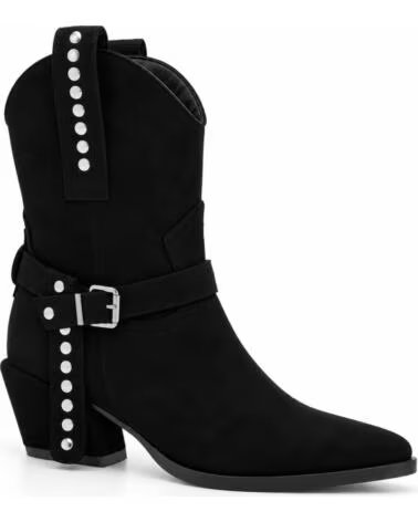 MONTEVITA STIVALETTI ELCHE IN CAMOSCIO NERO CON FIBBIA E BORCHIE BLACK