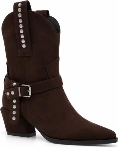 MONTEVITA ELCHE DAMEN WESTERNSTIEFEL BRAUN MIT NIETEN UND SCHNALLE BROWN