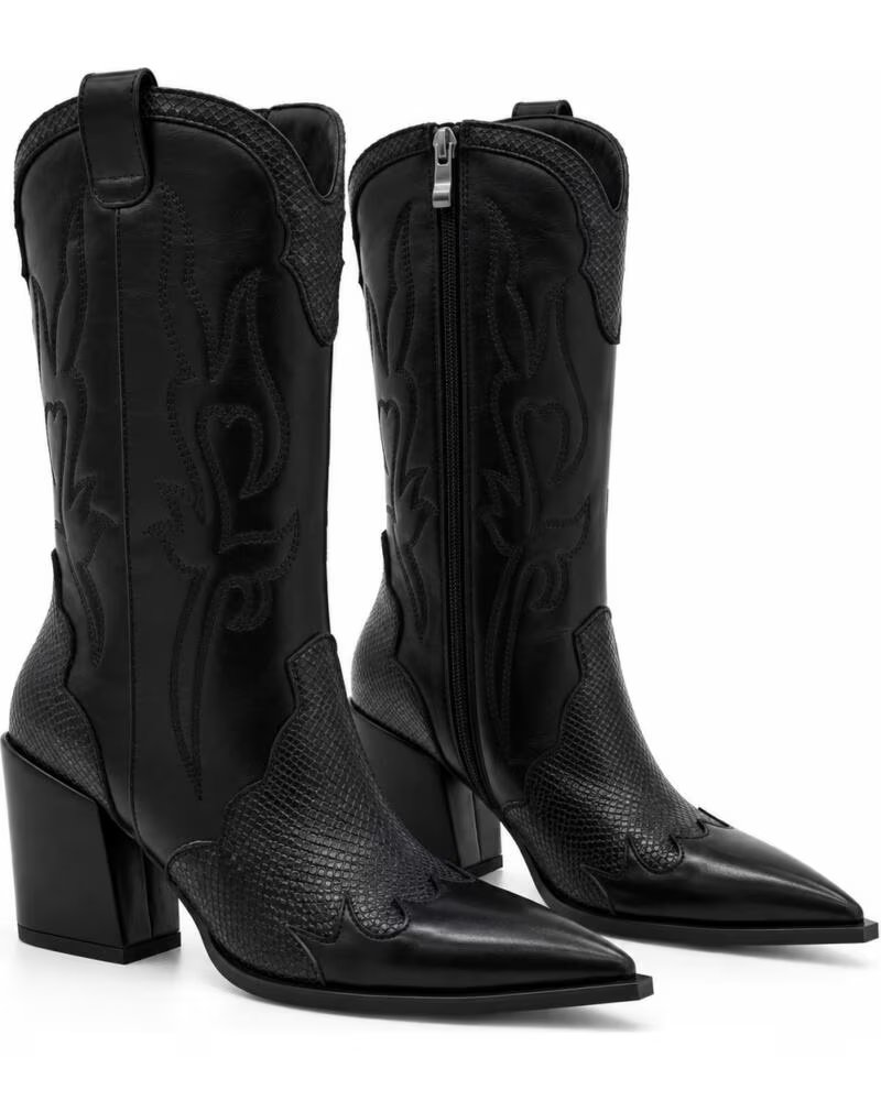 MONTEVITA DOVERZA SCHWARZE COWBOYSTIEFEL MIT ABSATZ BLACK