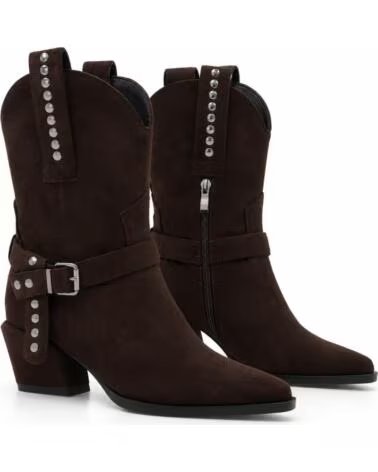 MONTEVITA ELCHE DAMEN WESTERNSTIEFEL BRAUN MIT NIETEN UND SCHNALLE BROWN