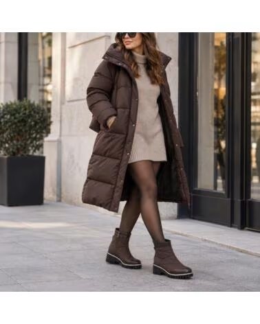 MONTEVITA IBIZA STIVALETTI DA DONNA MARRONI CON ZIP E SUOLA CARRARMATO BROWN