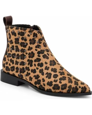 MONTEVITA JAENZA DAMEN STIEFELETTEN AUS LEDER MIT LEOPARDENMUSTER UND NIETEN BROWN