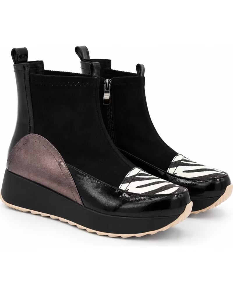 MONTEVITA MENORCANA LEDER STIEFELETTEN MIT PLATEAU BLACK