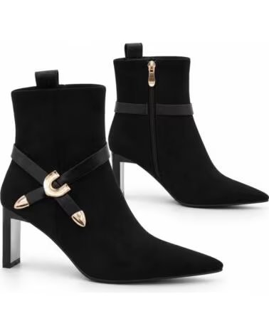 MONTEVITA LORETOZA SCHWARZE STIEFELETTEN MIT ABSATZ UND SCHNALLE BLACK